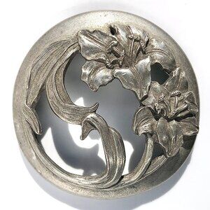 Potpourri Jar Lid Lilly Flowers Floral Vintage 1988 Seagull Pewter Canada